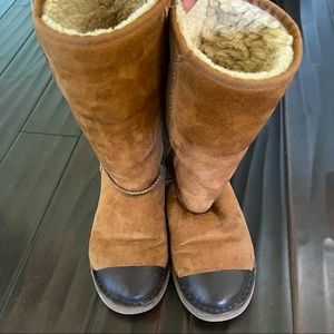 Ugg Custom Tan with Leather Tow Ugg boots size 8